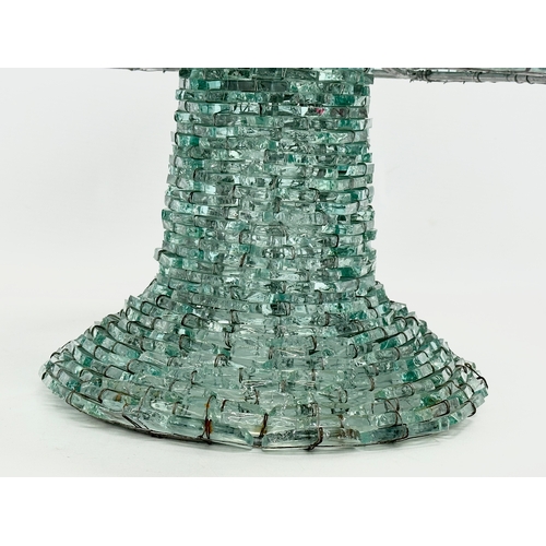 126 - A large mid 20th century Italian glass and wire meshed ‘Mushroom’ table lamp. 2 piece. Circa 1950-19... 