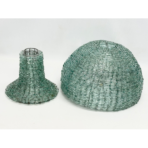 126 - A large mid 20th century Italian glass and wire meshed ‘Mushroom’ table lamp. 2 piece. Circa 1950-19... 