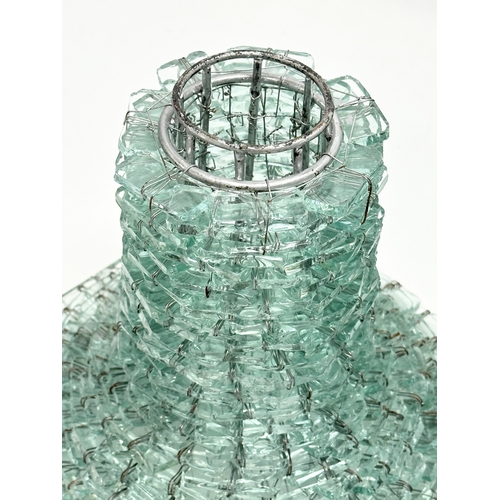 126 - A large mid 20th century Italian glass and wire meshed ‘Mushroom’ table lamp. 2 piece. Circa 1950-19... 