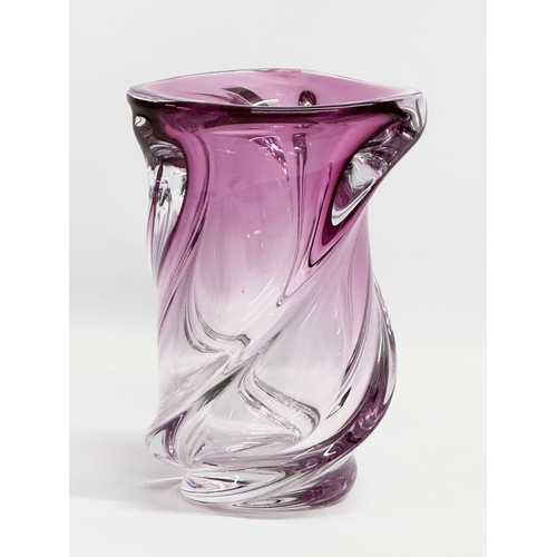 63 - A Val Saint Lambert ‘Swirl’ Glass vase. Signed. 13x18cm