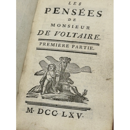 228 - An 18th century French book. Les Pensèes De Monsieur De Voltaire (The Thoughts of Monsieur) 1765.