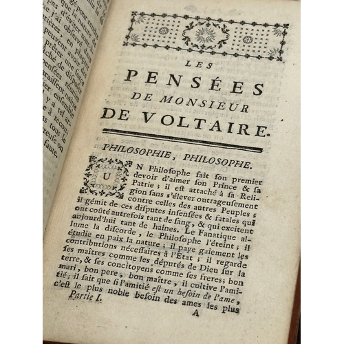 228 - An 18th century French book. Les Pensèes De Monsieur De Voltaire (The Thoughts of Monsieur) 1765.