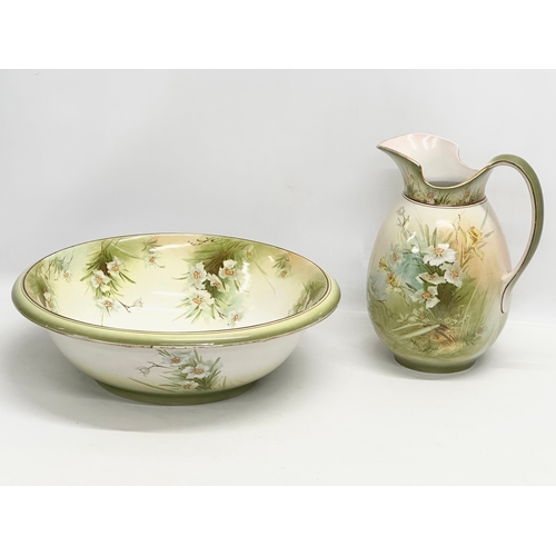 557 - A Clementson Bros ‘Beatrice’ wash jug and bowl. 43x13cm