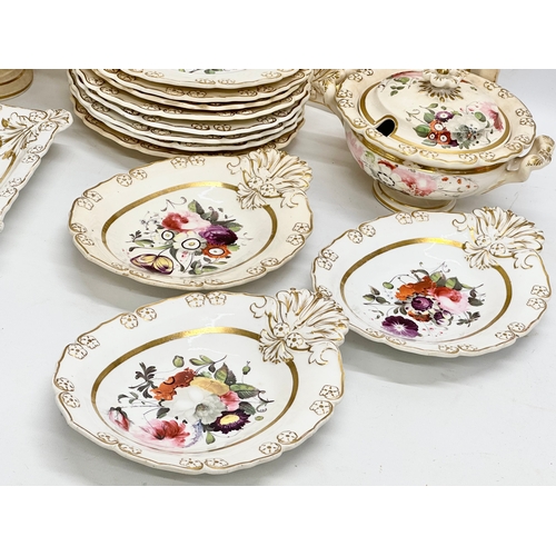 146 - An early 19th century 32 piece dinner service. H & R Daniel/ Rockingham or Ridgway. Circa 1820-1840.