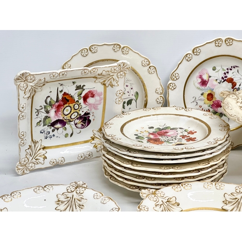 146 - An early 19th century 32 piece dinner service. H & R Daniel/ Rockingham or Ridgway. Circa 1820-1840.