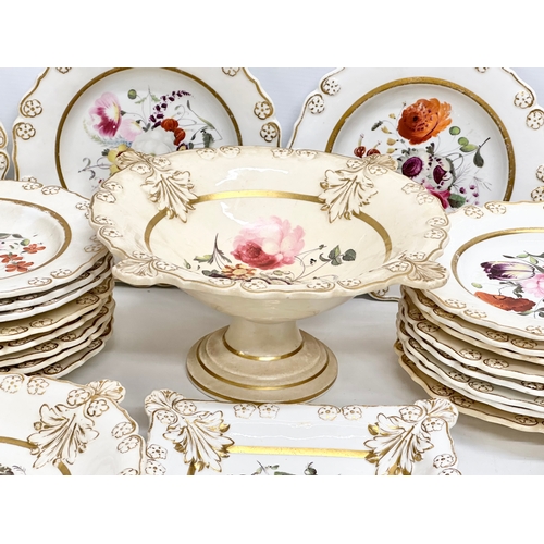 146 - An early 19th century 32 piece dinner service. H & R Daniel/ Rockingham or Ridgway. Circa 1820-1840.