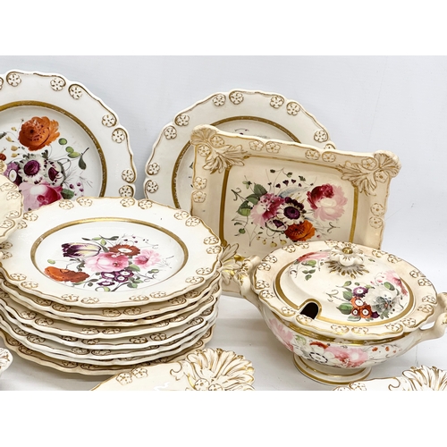 146 - An early 19th century 32 piece dinner service. H & R Daniel/ Rockingham or Ridgway. Circa 1820-1840.