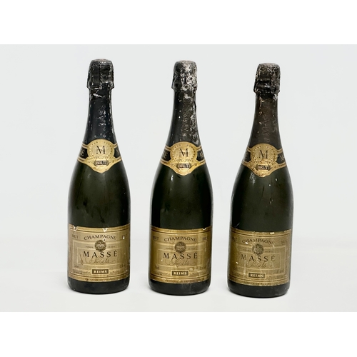 538 - 3 bottles of vintage Masse Pere Et Fils champagne. Brut Reims.