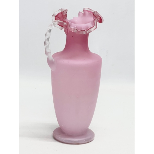 149 - A late 19th century English Opaline Milk glass ewer vase. Circa 1880-1900. 24.5cm