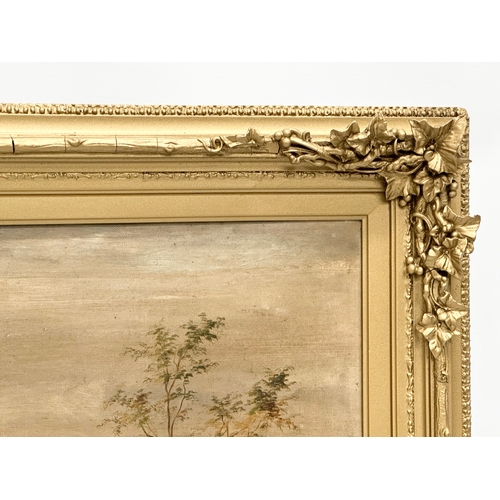 106 - A large signed 19th century oil painting on canvas. In original Victorian ornate gilt frame. Contine... 