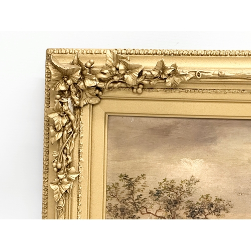 106 - A large signed 19th century oil painting on canvas. In original Victorian ornate gilt frame. Contine... 