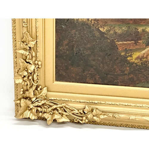 106 - A large signed 19th century oil painting on canvas. In original Victorian ornate gilt frame. Contine... 