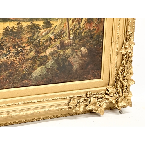 106 - A large signed 19th century oil painting on canvas. In original Victorian ornate gilt frame. Contine... 