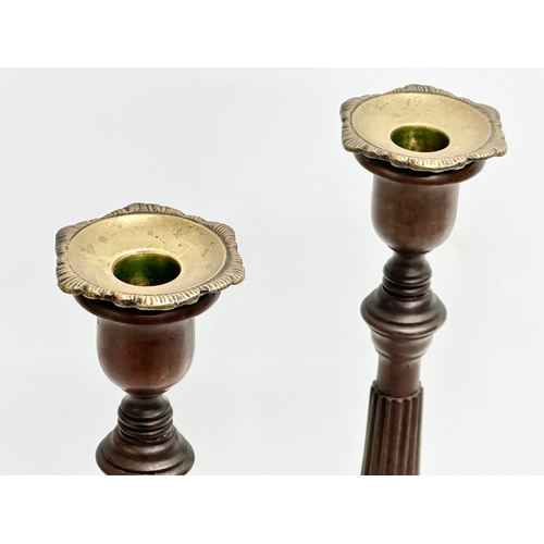 24 - A pair of large excellent quality late 19th century George III style mahogany candlesticks. Circa 18... 