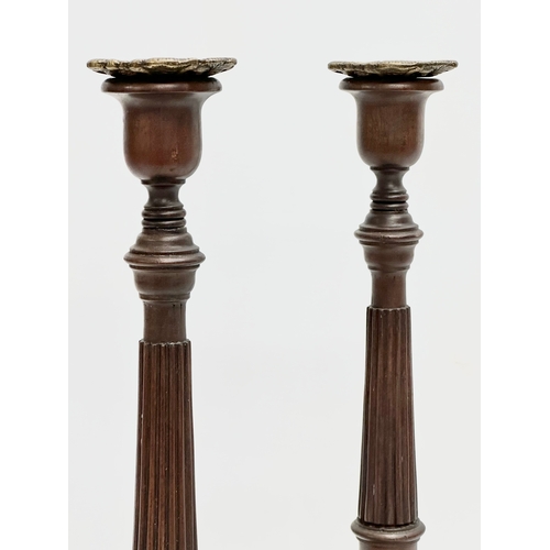 24 - A pair of large excellent quality late 19th century George III style mahogany candlesticks. Circa 18... 