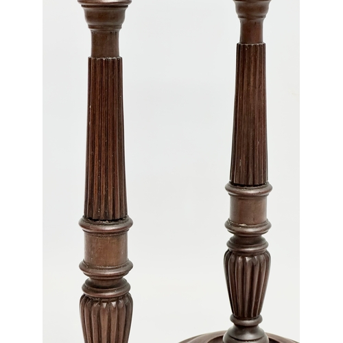 24 - A pair of large excellent quality late 19th century George III style mahogany candlesticks. Circa 18... 