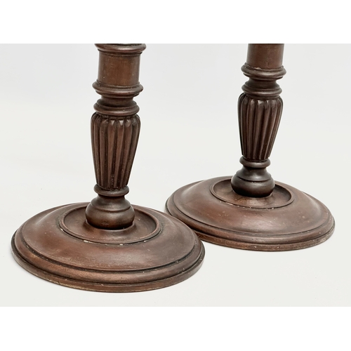 24 - A pair of large excellent quality late 19th century George III style mahogany candlesticks. Circa 18... 