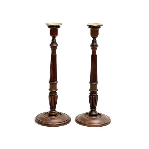 24 - A pair of large excellent quality late 19th century George III style mahogany candlesticks. Circa 18... 