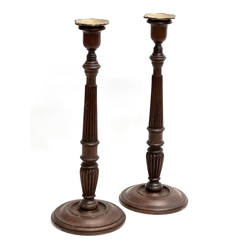 24 - A pair of large excellent quality late 19th century George III style mahogany candlesticks. Circa 18... 