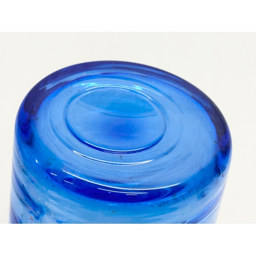 132 - A 1930’s Art Deco blue swirl glass vase. 12x14cm