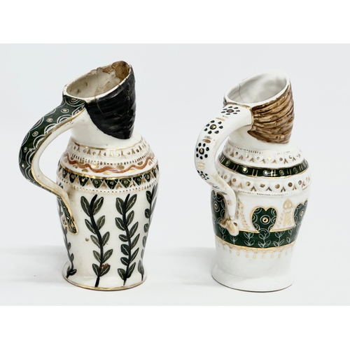 165 - A pair of late 19th century gypsy character jug. 1 stamped B.C.I.T. 11.5x15cm