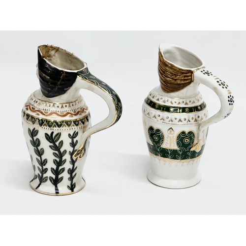 165 - A pair of late 19th century gypsy character jug. 1 stamped B.C.I.T. 11.5x15cm