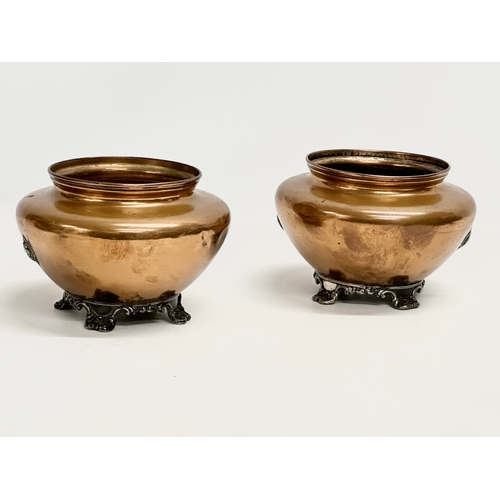 115 - A pair of late 19th century copper jardinières. 18x12.5cm