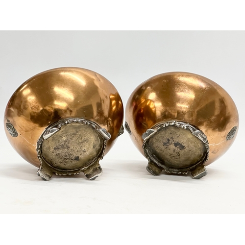 115 - A pair of late 19th century copper jardinières. 18x12.5cm