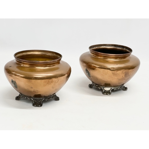 115 - A pair of late 19th century copper jardinières. 18x12.5cm