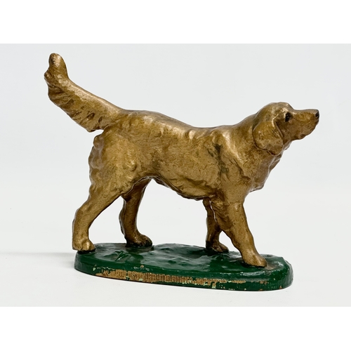 187 - A late 19th century spelter Labrador figure with original paint. 21x16cm