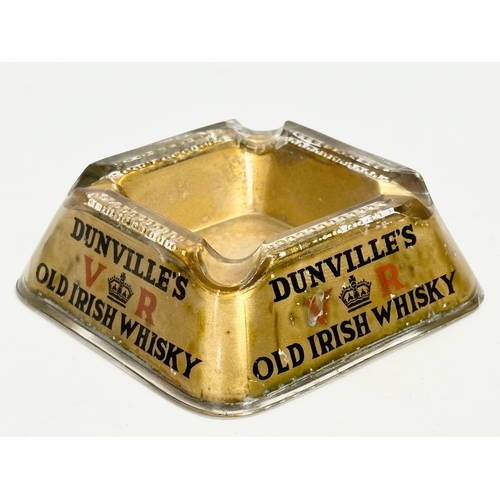 34 - A rare Dunville’s Old Irish Whisky glass ashtray. 11.5x11.5x4cm