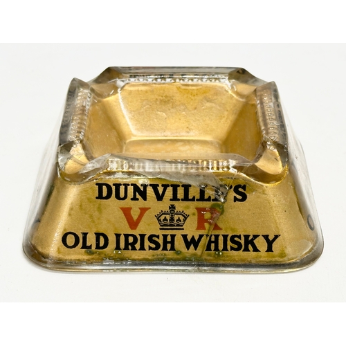 34 - A rare Dunville’s Old Irish Whisky glass ashtray. 11.5x11.5x4cm