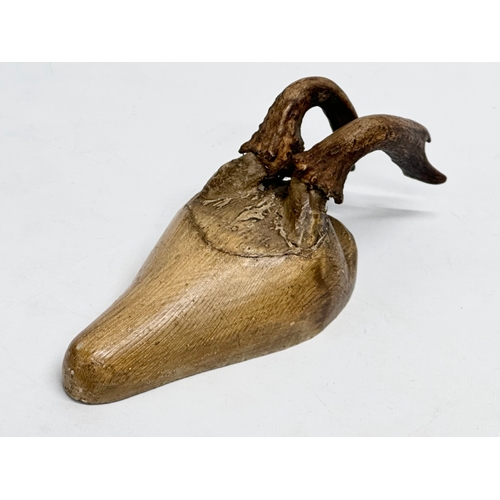 193 - 2 19th century wooden deer skulls. 23cm