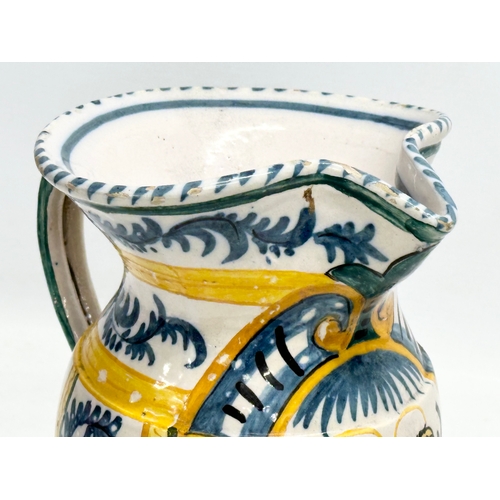 35 - A rare late 18th/early 19th century Italian Majolica Pesaro Admiral jug. Circa 1780-1820. 19x15x23cm