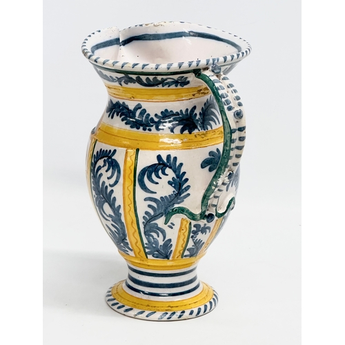 35 - A rare late 18th/early 19th century Italian Majolica Pesaro Admiral jug. Circa 1780-1820. 19x15x23cm