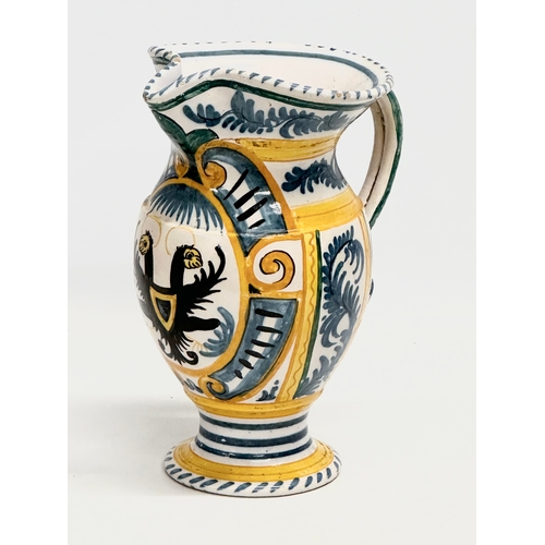 35 - A rare late 18th/early 19th century Italian Majolica Pesaro Admiral jug. Circa 1780-1820. 19x15x23cm