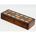 A Victorian walnut Cribbage Game box with bone and satinwood inlay ...