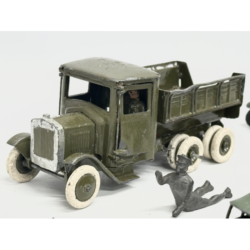 531 - A collection of vintage Britains and Dinky military vehicles and figures.