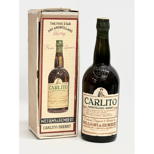 545 - A bottle of Carlito Amontillado Sherry with box. Produced Shipped & Bottles by Williams & Humbert.