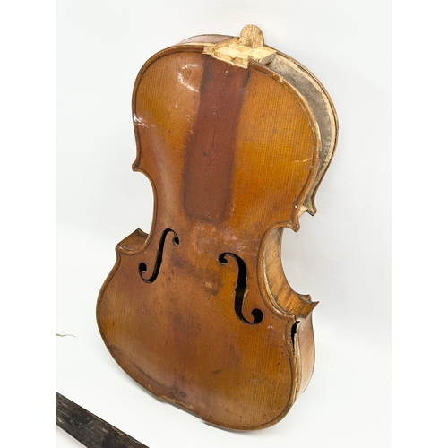 553 - A violin parts stamped Jacobus Stainer. Stamped Stainer on back.