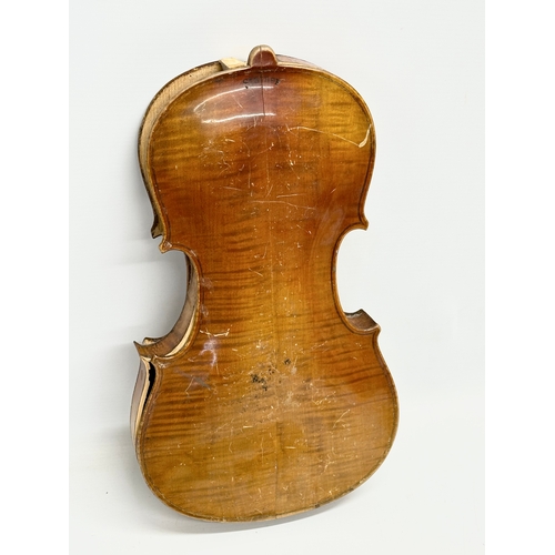 553 - A violin parts stamped Jacobus Stainer. Stamped Stainer on back.