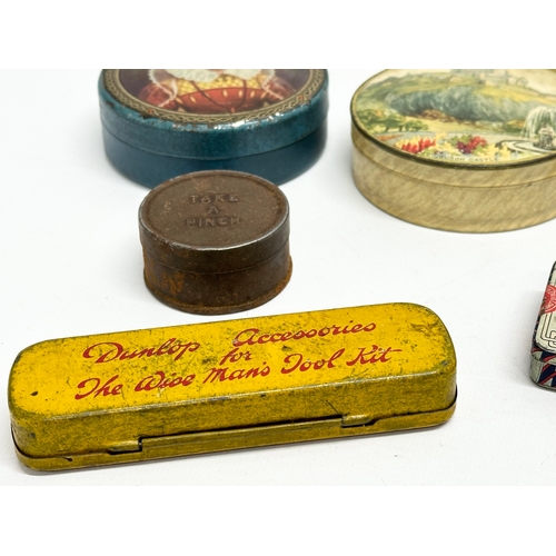 A collection of vintage tins. Wilkinson’s Pontefract Cakes, MacFarlane ...