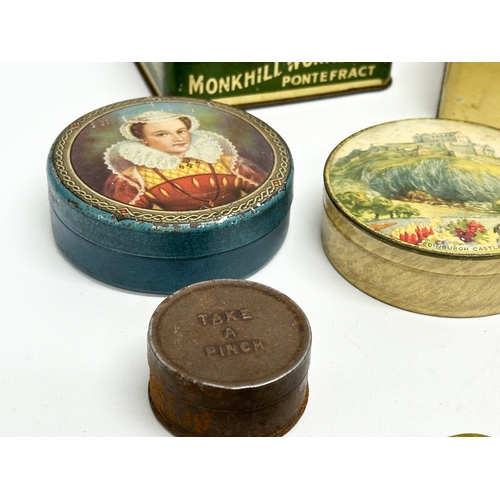 A collection of vintage tins. Wilkinson’s Pontefract Cakes, MacFarlane ...