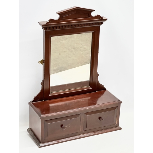 766 - A large Victorian mahogany wall hanging/tabletop vanity mirror with 2 drawers. 52x20x75cm