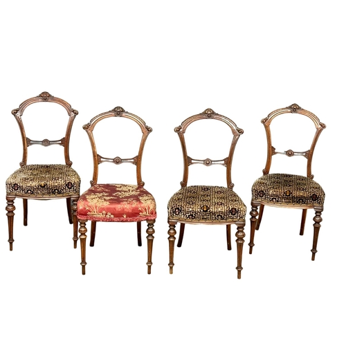 1141 - A set of 4 late Victorian balloon back chairs. Circa 1880-1890.(12)