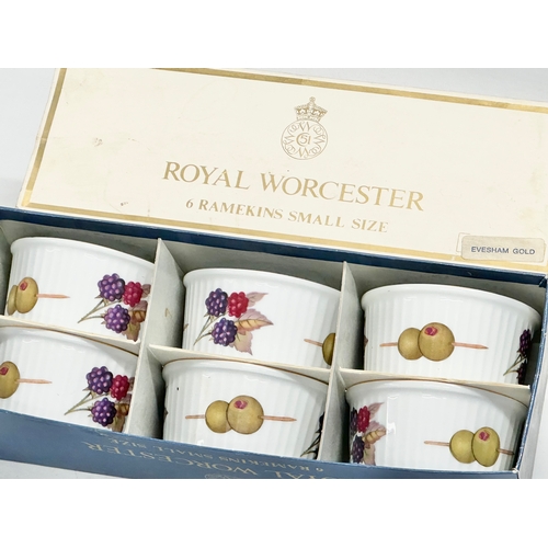 781 - Royal Worcester ‘Evesham’ coffee service in box and 6 ‘Evesham Gold’ ramekins with box.