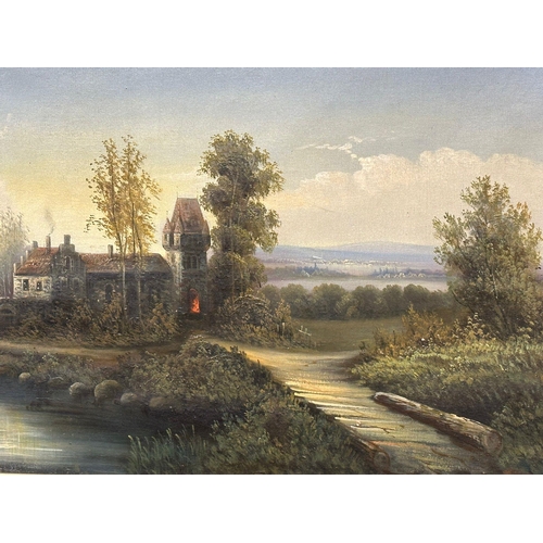 123 - A large 19th century oil painting on canvas by A. Wilkow. Poland. 92x50cm. Frame 125x82cm