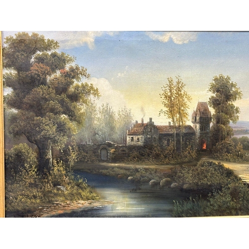 123 - A large 19th century oil painting on canvas by A. Wilkow. Poland. 92x50cm. Frame 125x82cm