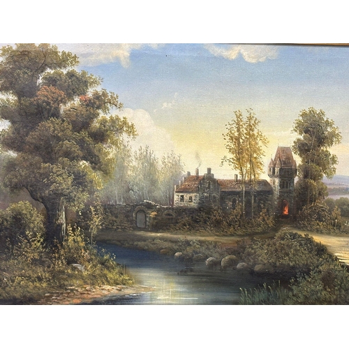 123 - A large 19th century oil painting on canvas by A. Wilkow. Poland. 92x50cm. Frame 125x82cm