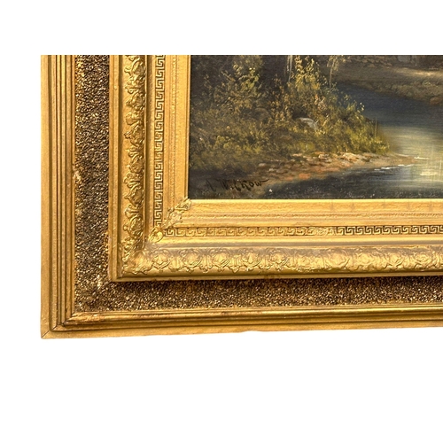 123 - A large 19th century oil painting on canvas by A. Wilkow. Poland. 92x50cm. Frame 125x82cm